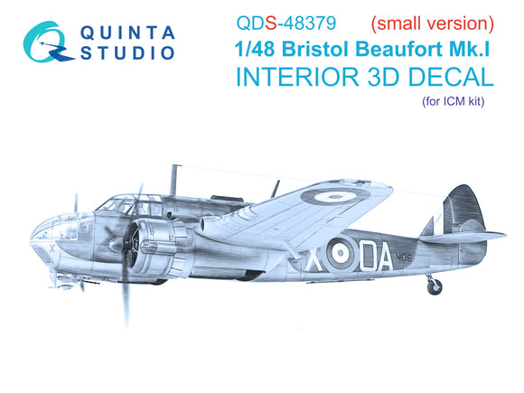 1/48 Quinta Studio Bristol Beaufort Mk.I 3D-Printed Panels Only Kit (ICM) QDS 48379