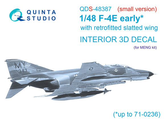 1/48 Quinta Studio F-4E early with slatted wing 3D-Printed Panel Only Kit (for Meng kits) QDS 48387
