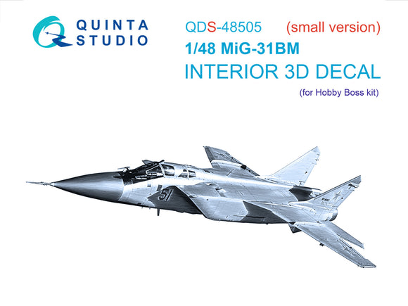1/48 Quinta Studio MiG-31BM 3D-Printed Panels Only (for Hobby Boss kit) QDS 48505
