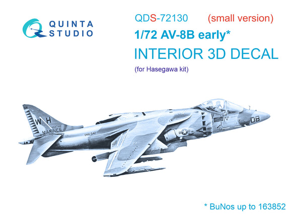1/72 Quinta Studio AV-8B early 3D-Printed Panel Only set (for Hasegawa kit) QDS 72130