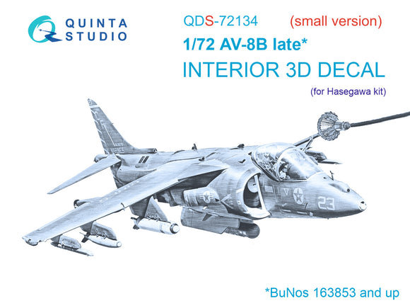 1/72 Quinta Studio AV-8B late 3D-Printed Panel Only set (for Hasegawa kit) QDS 72134