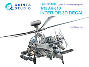 1/35 Quinta Studio AH-64D 3D-Printed Interior (for Takom kit) (with 3D-printed resin parts) QD+35106