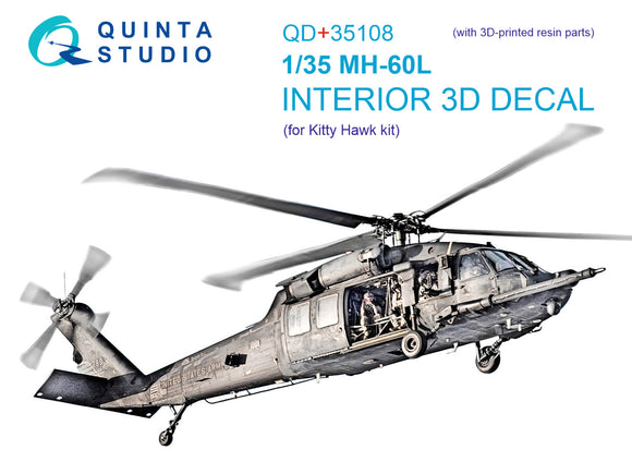 1/35 Quinta Studio MH-60L 3D-Printed Interior with Resin (for KittyHawk kit) QD+ 35108