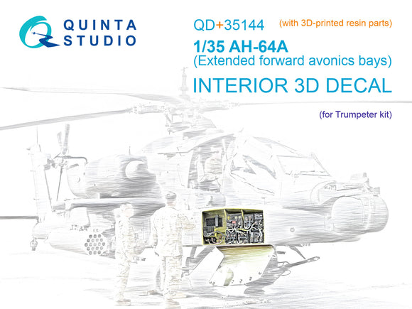 1/35 Quinta Studio AH-64A forward avionics bays 3D-Printed Interior (for Trumpeter) (with 3D-printed resin parts) QD+35144