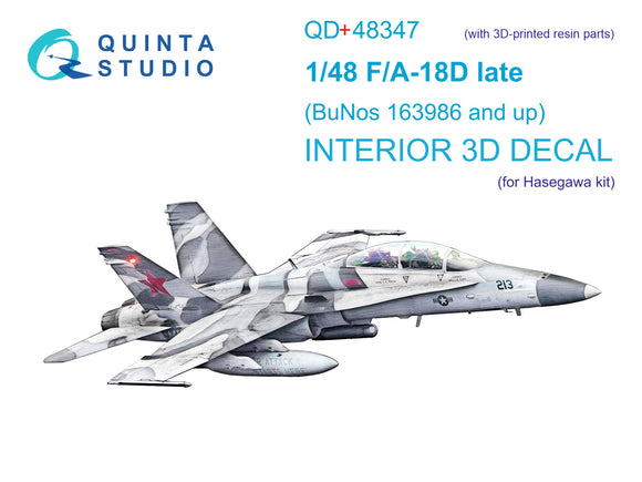1/48 Quinta Studio FA-18D late 3D-Printed Interior (for Hasegawa kits) (with 3D-printed resin parts) QD+48347