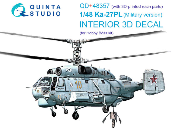 1/48 Quinta Studio Ka-27PL Military version 3D-Printed Interior Plus Set (Hobby Boss) (with 3D-printed resin parts) QD+ 48357