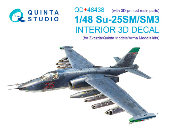 1/48 Quinta Studio Su-25SM/SM3 full set 3D-Printed Interior (for Zvezda/Quinta/Arma kit) QD+ 48438