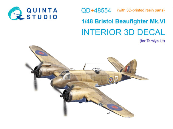 1/48 Quinta Studio Bristol Beaufighter Mk.VI 3D-Printed Full Interior (with 3D-printed resin parts) (Tamiya) QD+ 48554