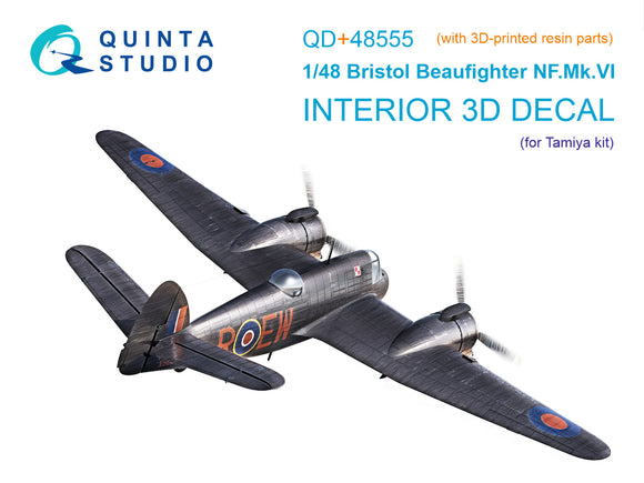 1/48 Quinta Studio Bristol Beaufighter NF.Mk.VI 3D-Printed Full Interior (with 3D-printed resin parts) (Tamiya) QD+ 48555