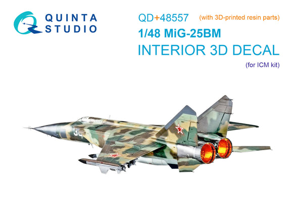 1/48 Quinta Studio MiG-25BM 3D-Printed Interior (with 3D-printed resin parts) (ICM kit) QD+ 48557