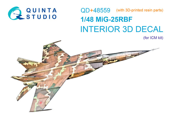 1/48 Quinta Studio MiG-25RBF 3D-Printed Interior (with 3D-printed resin parts) (ICM kit) QD+ 48559
