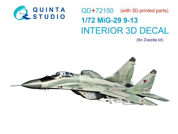 1/72 Quinta Studio MiG-29 9-13 3D-Printed Interior w/3D Resin parts (Zvezda) QD+ 72150