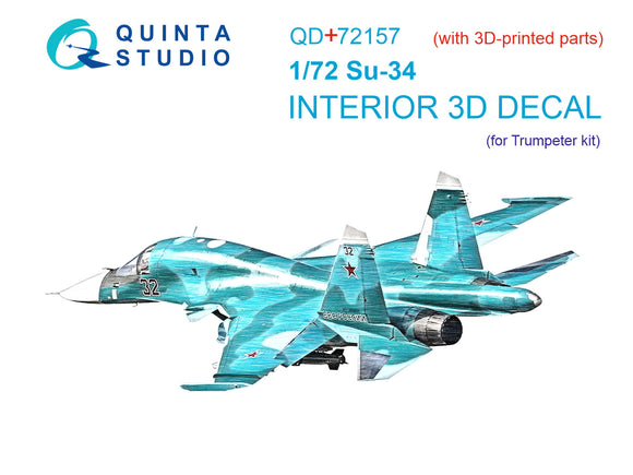 1/72 Quinta Studio Su-34 3D-Printed Interior w/3D Printed Parts (Trumpeter) QD+ 72157