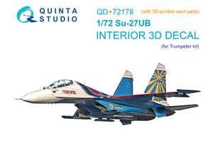 1/72 Quinta Studio Su-27UB 3D-Printed Interior (with 3D-printed resin part) (for Trumpeter kit) QD+72178