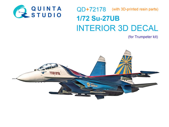 1/72 Quinta Studio Su-27UB 3D-Printed Interior (with 3D-printed resin part) (for Trumpeter kit) QD+72178
