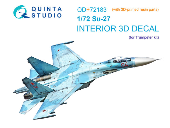 1/72 Quinta Studio Su-27 3D-Printed Interior (with 3D-printed resin part) (for Trumpeter kit) QD+72183