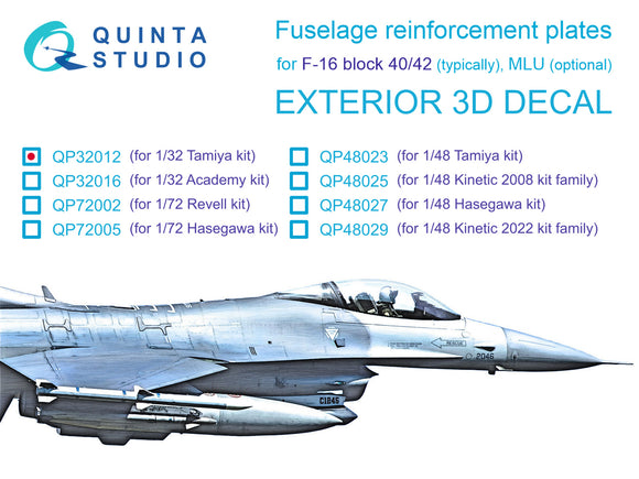 1/32 Quinta Studio F-16 block 40/42 reinforcement plates (Tamiya) QP32012