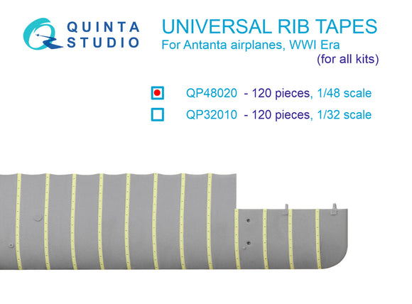 1/48 Quinta Studio Universal rib tapes for Antanta. WWI, Post-WWI Era (All kits) QP48020
