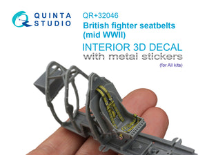 1/32 Quinta Studio British Fighter Seatbelts, mid WWII (with metal buckles) (All kits) QR+32046