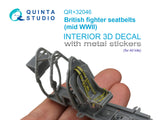 1/32 Quinta Studio British Fighter Seatbelts, mid WWII (with metal buckles) (All kits) QR+32046