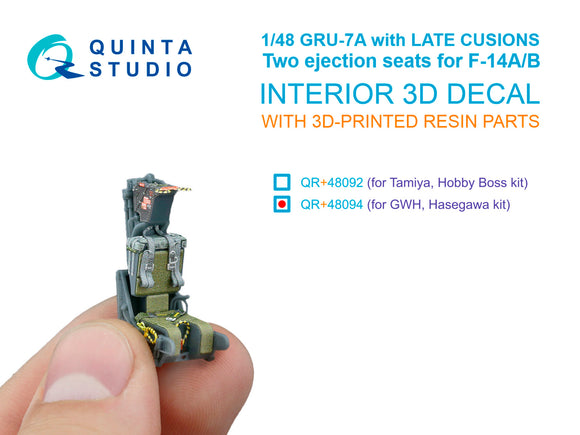 1/48 Quinta GRU-7A late, 2 ejection seats for F-14 A/F-14B (Hasegawa, GWH) QR+ 48094