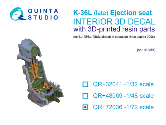 Quinta Studio K-36L (late) ejection seat (for Su-25/Su-25SM aircraft since 2008) (All kits) QR+72036