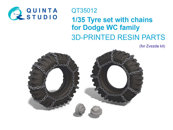 1/35 Quinta Studio Dodge WC Family tyre set with chains (Zvezda) QT 35012