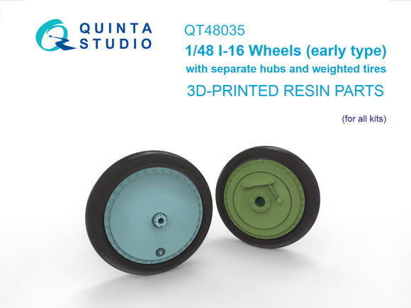 1/48 Quinta Studio I-16 Wheels (early type) with separate hubs and weighted tires (all kits) QT 48035