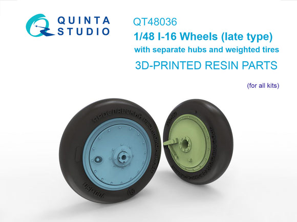 1/48 Quinta Studio I-16 Wheels (early type) with separate hubs and weighted tires (all kits) QT 48036