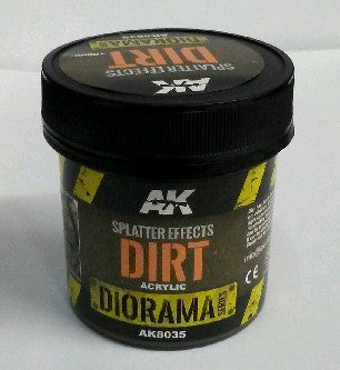 AK Interactive Diorama Series: Splatter Effects Dirt Acrylic 100ml Bottle AK8035