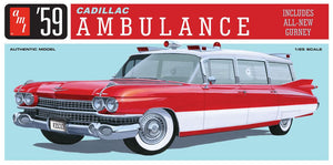 1/25 AMT 1959 CADILLAC AMBULANCE W/GURNEY #1395