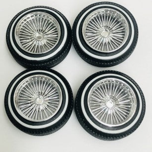 1/25-1/24 Pegasus Dz's Style Chrome Shallow Rims w/Whitewall Tires (4) 1311