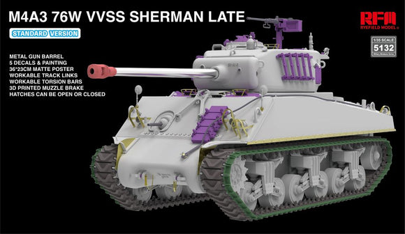 1/35 RyeField Model M4A3 76W VVSS Sherman Late Tank Standard Version 5132