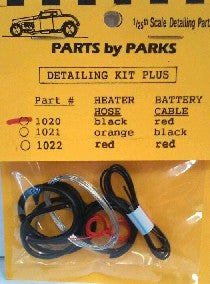1/24-1/25 Detail Set 1: Radiator Hose, Black Heater Hose, Red Battery Cable & Tinned Copper Wire for Brake/Fuel Lines & Carburetor Linkage 1020