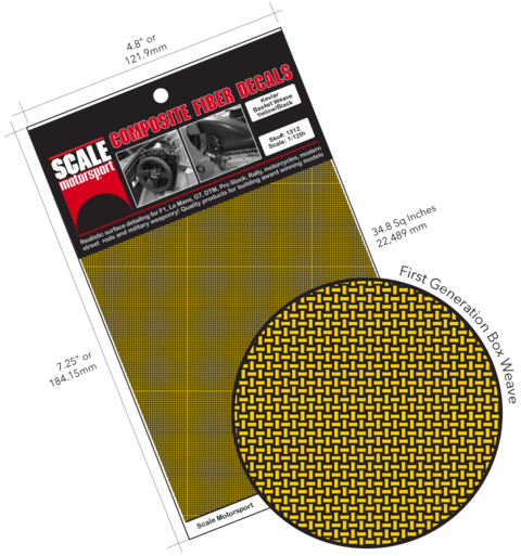1/24 Scale Motorsport Comp. Carbon Kevlar Yellow Black Basket Weave Pattern 1324