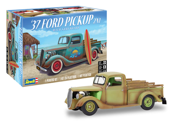 1/25 Revell-Monogram 1937 Ford Street Rod Pickup Truck w/surfboard 85-4516