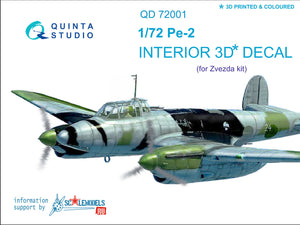 1/72 Pe-2  3D-Printed Interior (for 7283 Zvezda kit) 72001