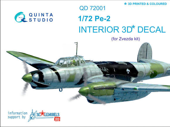 1/72 Pe-2  3D-Printed Interior (for 7283 Zvezda kit) 72001
