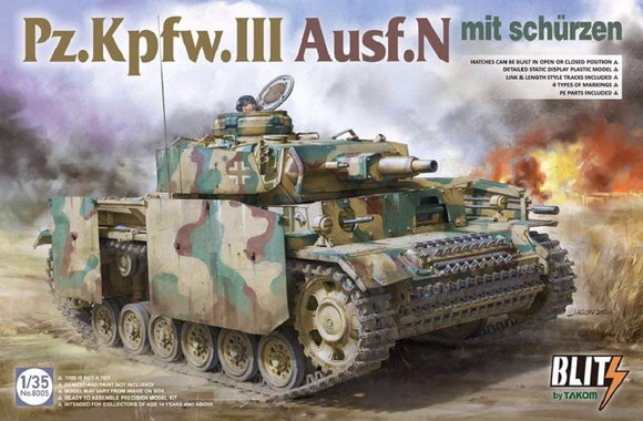 1/35 Takom Pz.Kpfw.III Ausf.N mit Schurzen Tank 8005