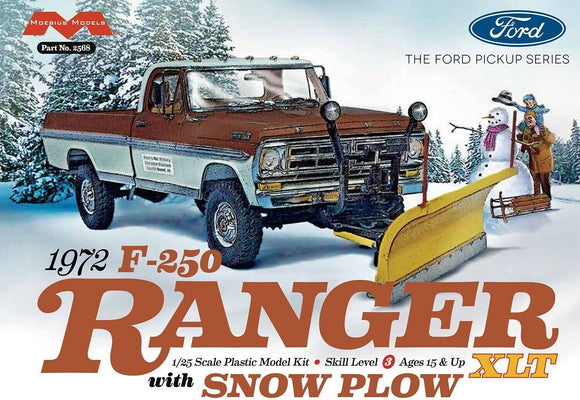 1/25 Moebius Models 1972 Ford F-250 Ranger XLT Pickup Truck w/Snow Plow 2568