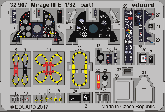 1/32 Eduard Mirage III E PE cockpit set for Italeri or Revell 32907