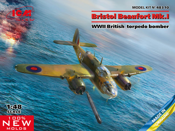 1/48 ICM Bristol Beaufort Mk.I, WWII British Torpedo-Bomber (100% new tool) 48310