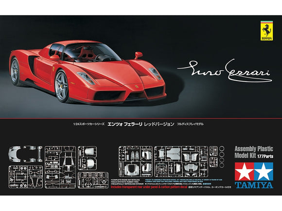 1/24 TAMIYA Enzo Ferrari Car w/Carbon Pattern Decals (Molded in Red)