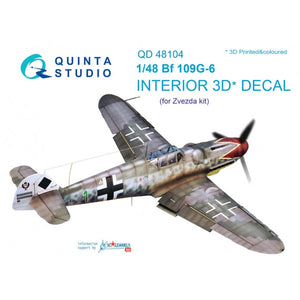 1/48 Quinta Studio Bf 109G-6 3D-Printed Interior (for Zvezda kit) 48104