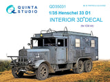 1/35 Quinta Studio Henschel 33 D1 3D-Printed Interior (for ICM kits) 35031