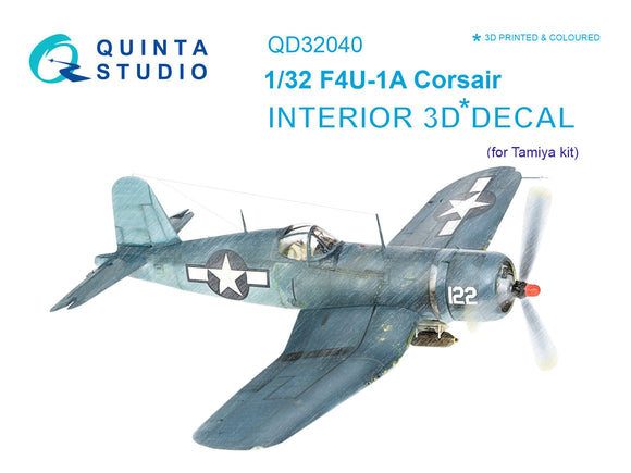 1/32 F4U-1A  Corsair 3D-Printed Interior (for Tamiya) 32040