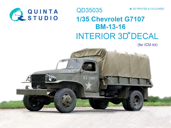 1/35 Quinta Studio Chevrolet G7107 3D-Printed Interior (for ICM kit) 35035