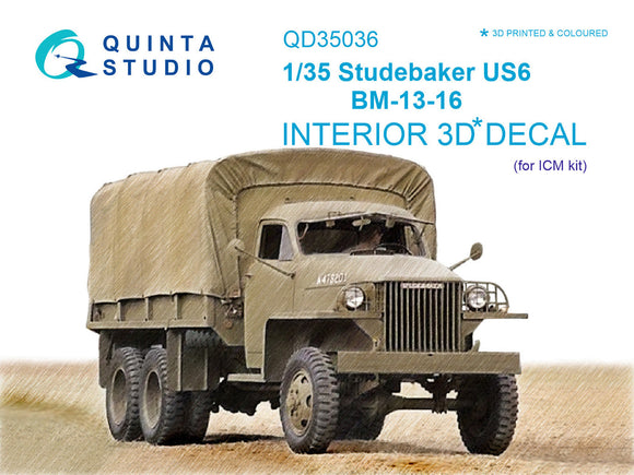 1/35 Quinta Studio Studebaker US6 3D-Printed Interior (for ICM kit) 35036
