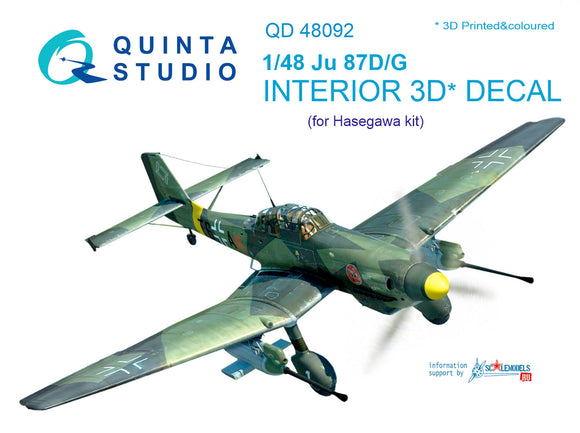 1/48 Quinta Studio Ju 87D/G 3D-Printed Interior (for Hasegawa  kit) 48092