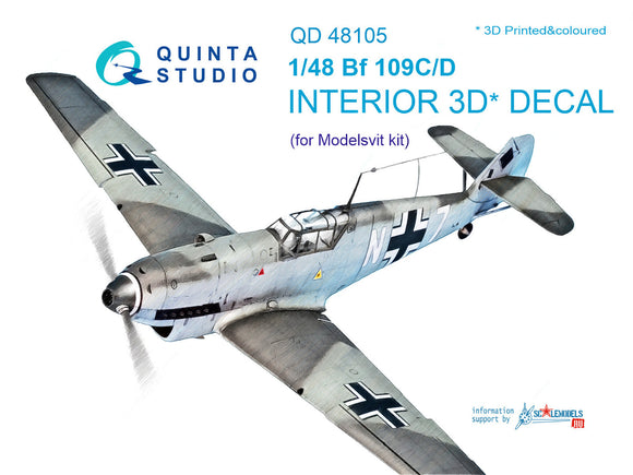 1/48 Quinta Studio Bf 109C/D 3D-Printed Interior (for Modelsvit kit) 48105